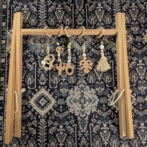 Wooden Baby Play Gym with Hanging Toys